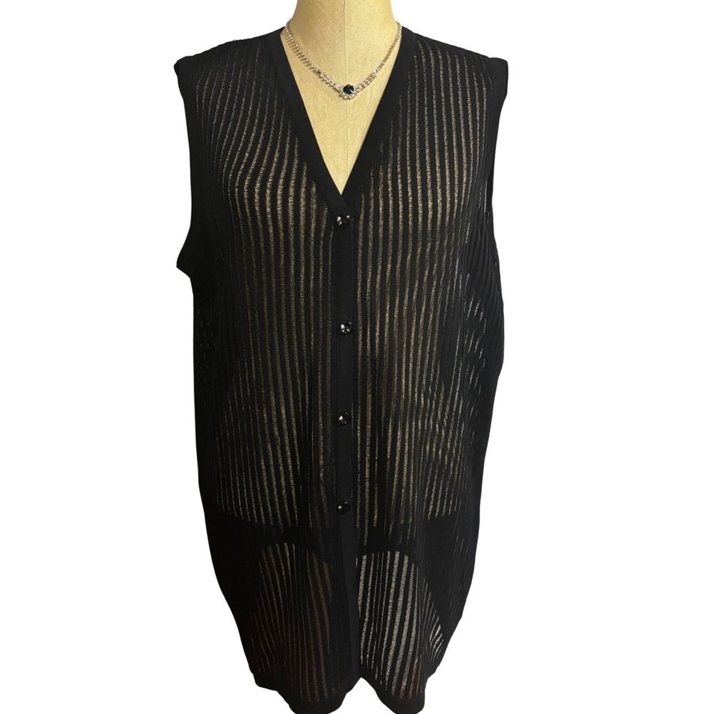 Black Sheer Sleeveless Vest.wv4428